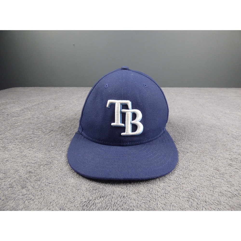 New Era 59FIFTY Tampa Bay Rays Fitted Hat Mens 6 7/8 Navy Blue MLB On Field Cap